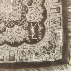 YSL Brown and Cream Paisley Scarf